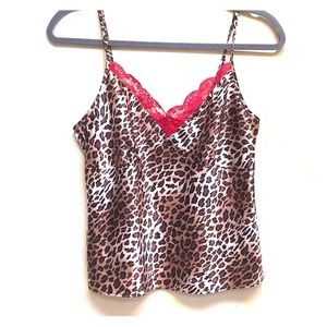 Leopard Print Spaghetti Strap Sleep Top